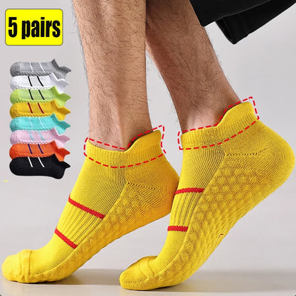 5Pairs Men'S Breathable Athletic Ankle Socks Breathable Comfortable High Quality Women'S Sport Sock Sweat-Absorbing Low Cut Sox